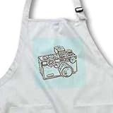 IMAGE OF Vintage Classical cyan Camera - Medium Length Apron With Pouch Pockets 22w X 24l