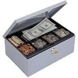 MMF Industries 221618001 Locking Heavy-Duty Steel Low-Profile Cash Box, Gray