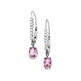 14K White Gold Pink Sapphire & Diamond Earring