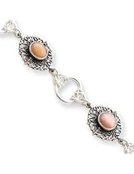 Sterling Silver 8.5 inch Antiqued Mother of Pearl Bracelet