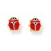 14k Enameled Ladybug Earrings