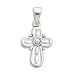 Child's Oval Design Polished Sterling Silver Cross Pendant Necklace - Chain Included