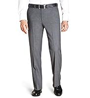 Active Waistband Supercrease® Flat Front Straight Fit Trousers with Wool