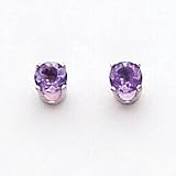 14k White Gold 4mm Amethyst Stud Earrings XBE122