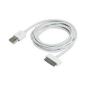 White 6 Foot USB Charge and Sync Cable Cord for iPod,  iPhone, iPad (Bulk Packaging)