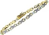 18kt Over Sterling Silver Genuine Blue Topaz and Diamond Accent X and Oval Bracelet