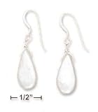Sterling Silver 9x17mm White FW Pearl Teardrop Earrings