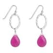 .925 Silver & Hot Pink Jade Teardrop Earrings