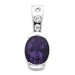 14K White Gold Amethyst and Diamond Pendant