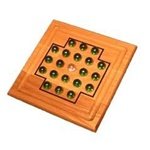 kids and infants educational toys item: Square Root Games 0003 IQ Solitary Puzzle in Natural Finish Solid Hardwood