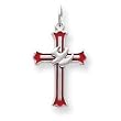 Sterling Silver Enameled Cross w/Dove Charm with 20 Inch Sterling Silver Chain