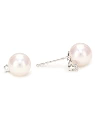 TARA Pearls White Gold 7mm Cultured Pearl and Diamond Stud Earrings