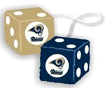 Official NFL National Football League Licensed Team Logo Fuzzy Dice shape Mirror Danglers - St. Louis Rams