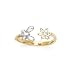 Solid 14K Yellow White Gold Butterfly Flower Toe Ring
