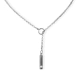 Sterling Silver CZ Rolo Lariat Necklace 20