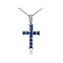 Sapphire Cross Pendant in Sterling Silver, 18" Necklace, 1/2ct tgw.