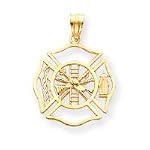 14k Cut-Out Fireman Shield Pendant