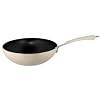 Prestige Aluminium Non-stick Wok Stirfry Pans Almond Cream, 26cm