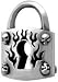 Flaming Skulls Lock Silver Tone Pewter Pendant Necklace