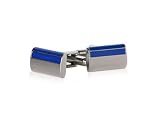 Satin Blue Rectangular Enamel Cufflinks in Silver with Presentation Box