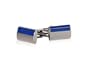 Satin Blue Rectangular Enamel Cufflinks in Silver with Gift Box