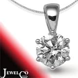 Jewelco London 18 Carat White Gold 1.00ct 6 Claw Diamond Solitaire Pendant