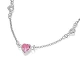 Silver CZ & Pink CZ Hearts Set Anklet