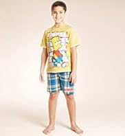 Older Boys Pure Cotton Bart Simpson Short Pyjamas