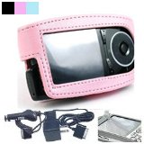 (4 in 1 Sansa Connect Accessory Kit) Sandisk Sansa Connect Carrying Case Sleeve + Universal Mp3 Player Screen Protector for Sandisk Sansa Connect + Car Charger Cigarette Lighter Adapter for Sandisk Connect + Travel / Home Charger Adapter for Sandisk Sansa Connect Mp3 Player (Many Color Available).