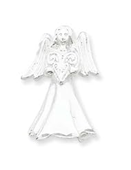 Sterling Silver Satin Diamond Cut Angel Pendant & Pin