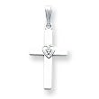 14k White Gold .01ct Diamond Heart Cross Pendant