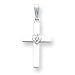 14k White Gold .01ct Diamond Heart Cross Pendant