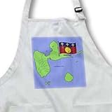 Flag and Map of Guadeloupe and associated Islands. - Medium Length Apron With Pouch Pockets 22w X 24l