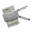 Stainless Steel Money Clip with Nail File and Pocket Knife