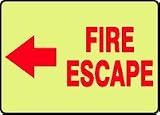 EMERGENCY AND FIRE E FIRE ESCAPE (ARROW LEFT) (GLOW) 10 x 14 Lumi-Glow Flex Sign