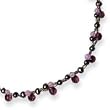 Sterling Silver Amethyst/Lavender Agate/Gray Cultured Pearl Necklace - 16 Inch