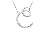 Letter C Script Pendant - .925 Sterling Silver