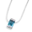 Sterling Silver Blue CZ Pendant on 18 Chain Necklace - 18 Inch
