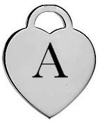 Letter A Silver Heart Charm Laser Engraved Pendant for Bracelet, Necklace &amp; DIY Jewelry (SIZE= 0.5" Tall, 0.5" Wide)