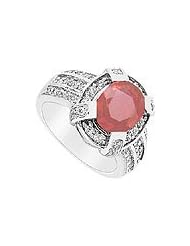 Ruby and Diamond Ring : 14K White Gold - 3.75 CT TGW