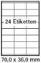 pripa Etikettenformat 70 x 36mm, 50 Blatt DIN A4 selbstklebende Etiketten.Der Einzelbogen ist aufgeteilt in24 Etiketten pro Bogen = 3 Spalten je 8 Reihen,1200Etiketten.