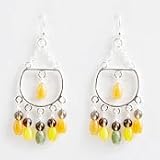 Barse Silver Overlay Multi Stone Chandelier Earrings