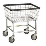 Standard Laundry Cart w/ Double Pole Rack, model 100E58, basket color: Yellow