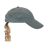 Adult Gray Baseball Cap with Blonde Ponytail Size One-Size