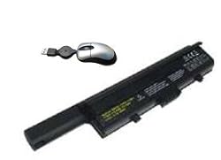 Replacement Battery for select Dell XPS Laptop / Notebook / Compatible with DELL 1330, 1330M, XPS M1330, Inspiron 1318, 312-0566, 312-0567, 312-0739, 451-10473, 451-10474, PU556, PU563, TT485, WR050 ( 9 Cells, 7200 Mah ) - Includes Mini Optical Mouse with Retractable USB cord