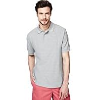 Blue Harbour Cotton Rich Slim Fit Marl Polo Shirt with Stay New™