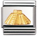 Composable Classic RELIEF MONUMENTS in stainless steel and 18k gold (Maya Pyramide)
