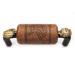 3" CTC Wine Cork Bin Pull - Bronze - with Gold Barrels Accents