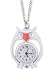 ZAD One of a Kind White Enamel Owl Necklace Watch on LONG Silver Chain