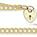 Jewelco London 9ct Solid gold regular weight Double Curb Link Charm bracelet fitted with heart shaped padlock ( 5g )